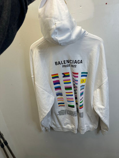 New Balenciaga White Pride Hoodie L
