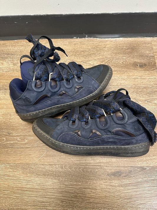 Preowned Lanvin Navy Black Curb Sneaker size 44