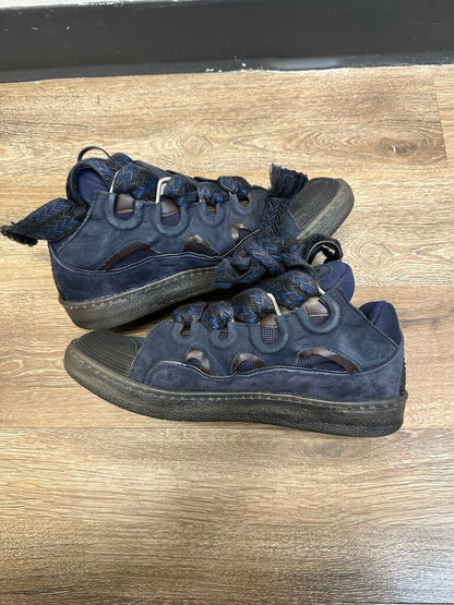Preowned Lanvin Navy Black Curb Sneaker size 44
