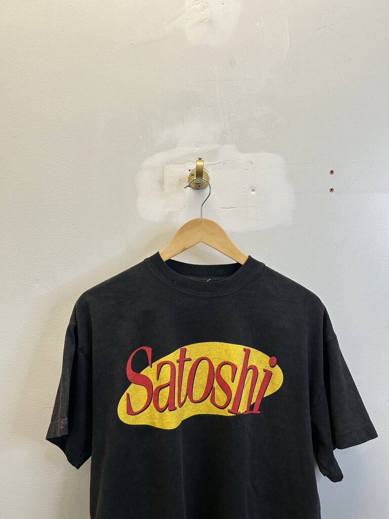 Preowned Satoshi Yellow Red Logo Tee Size Small