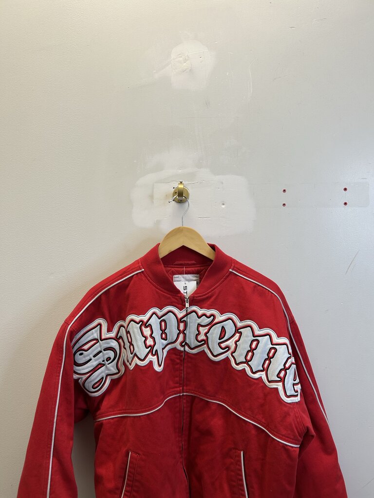 Preowned Supreme Red Old English Zip Jacket size M