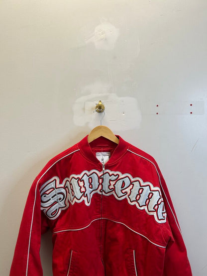 Preowned Supreme Red Old English Zip Jacket size M