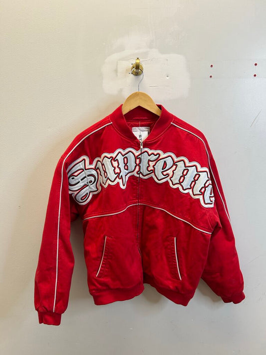 Preowned Supreme Red Old English Zip Jacket size M