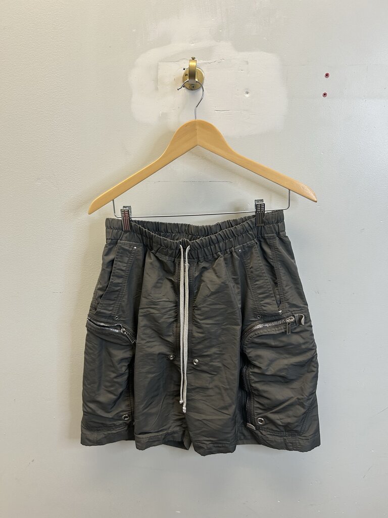 Preowned Rick Owens Grey Nylon Zip Cargo Short size S