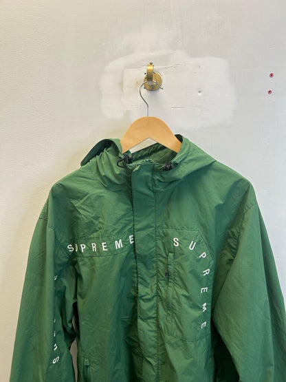 Preowned Supreme Green Spell Out Hooded Windbreaker size L