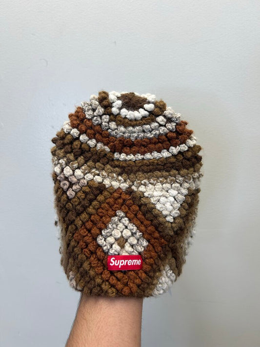 New Supreme Knitted Brown & Cream Beanie