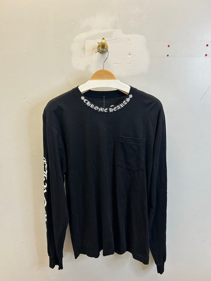 New Chrome Hearts Black Neck Logo Long Sleeve Sz.Lrge