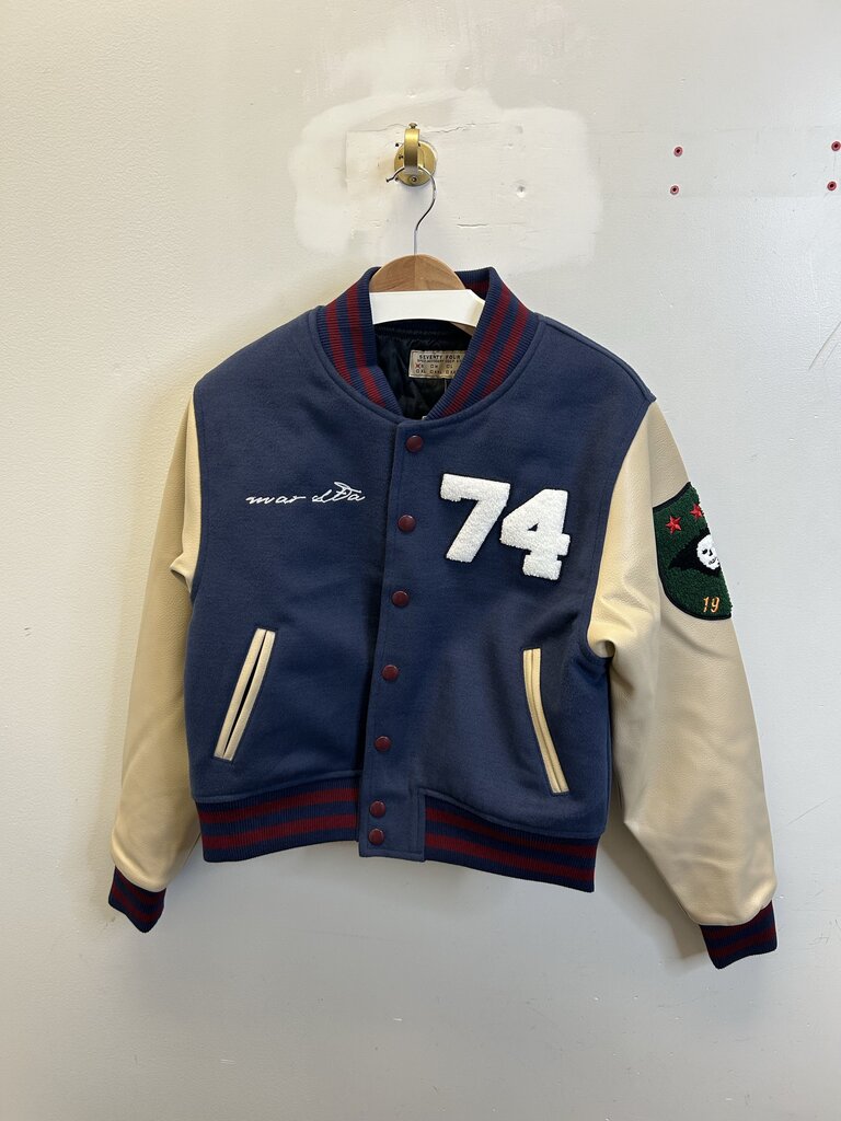 New 74 Is War Navy red Varsity Jacket Sz.Small
