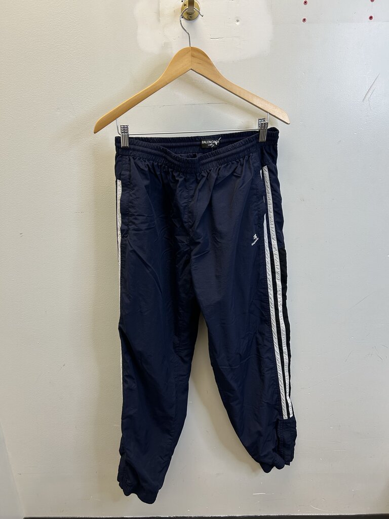 Preowned Balenciaga Nylon Navy White Track Pant sz.Large