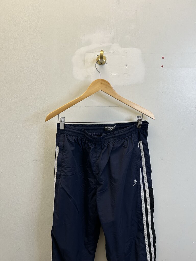 Preowned Balenciaga Nylon Navy White Track Pant sz.Large