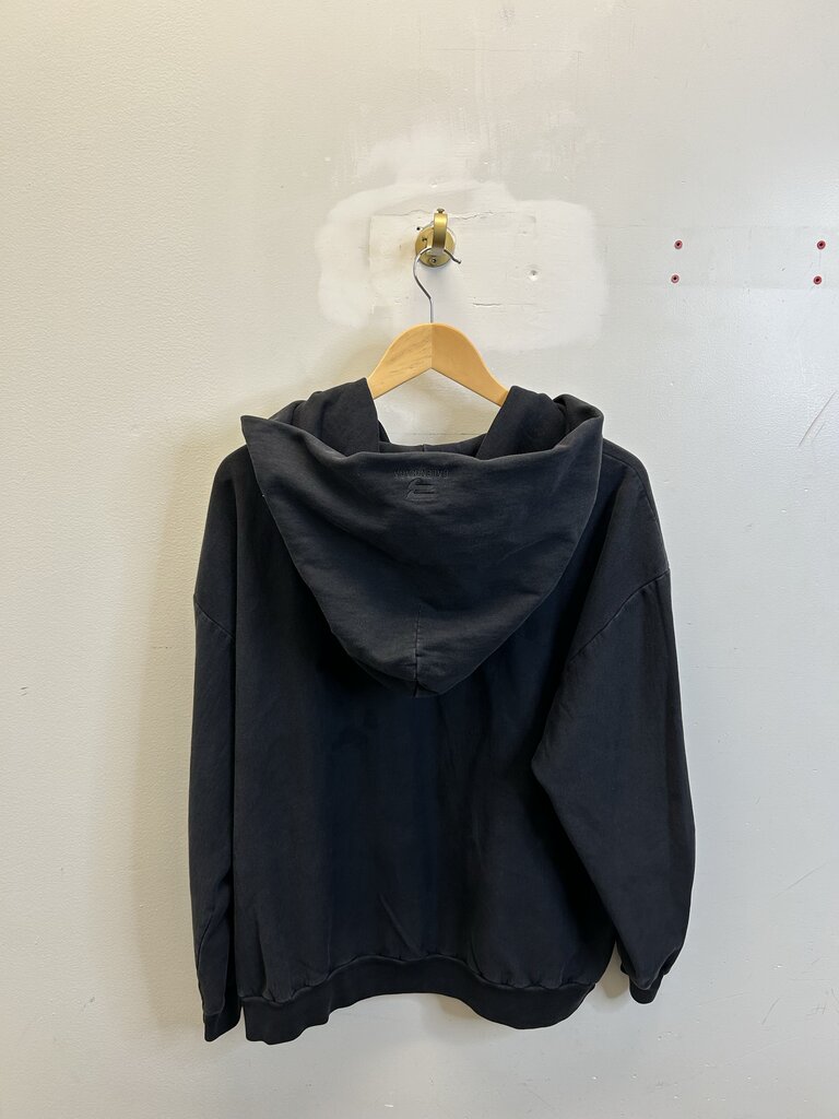 Preowned Balenciaga Blank Black Hood Logo Zip Up Hoodie Sz.Medium