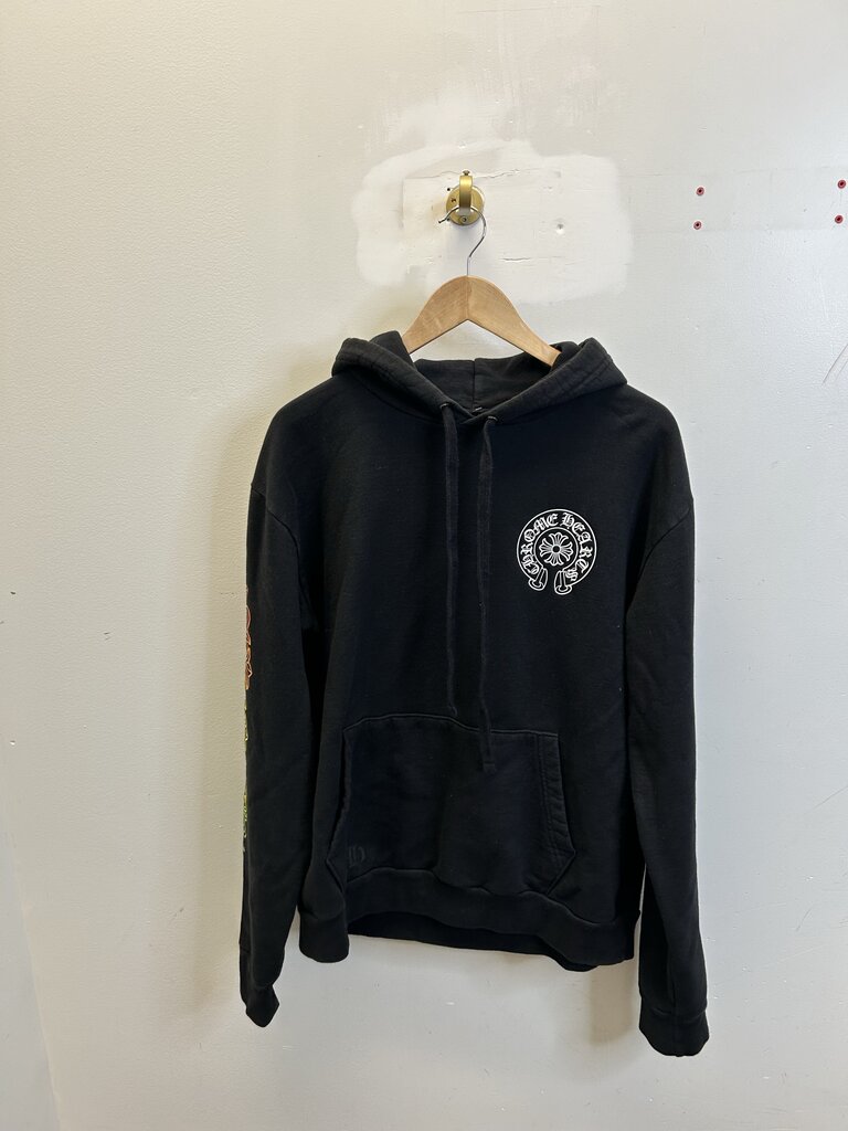 Preowned Chrome Hearts Green Yellow Orange Gradient Black Hoodie Sz.Medium