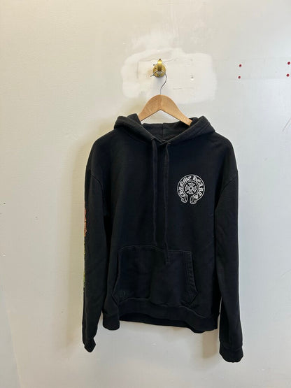 Preowned Chrome Hearts Green Yellow Orange Gradient Black Hoodie Sz.Medium