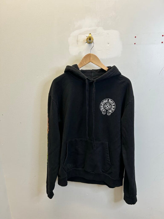Preowned Chrome Hearts Green Yellow Orange Gradient Black Hoodie Sz.Medium