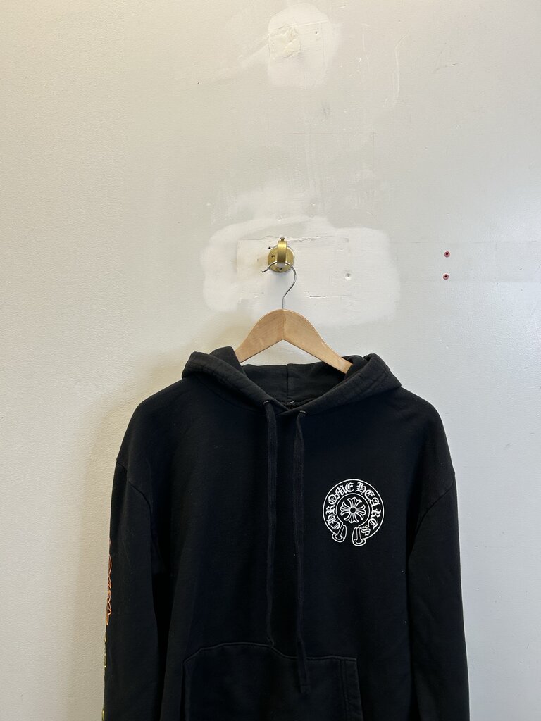 Preowned Chrome Hearts Green Yellow Orange Gradient Black Hoodie Sz.Medium