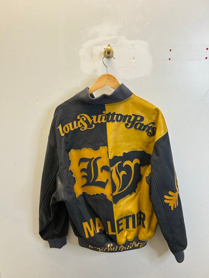 New Louis Vuitton Split Mix Canvas Leather Bomber sz.50
