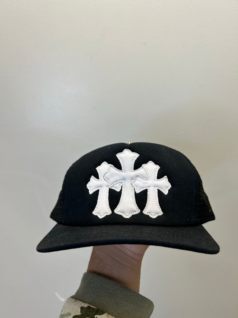 Preowned Chrome Heart Black White Cemetery Trucker