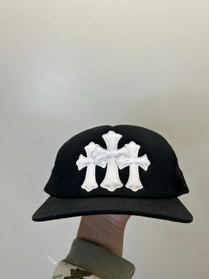 Preowned Chrome Heart Black White Cemetery Trucker