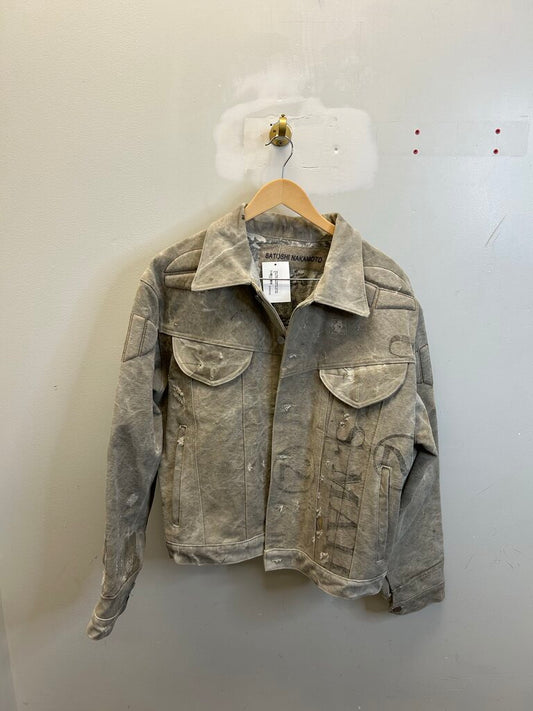 New Satoshi Padded Canvas Cream Distressed Jacket size XL