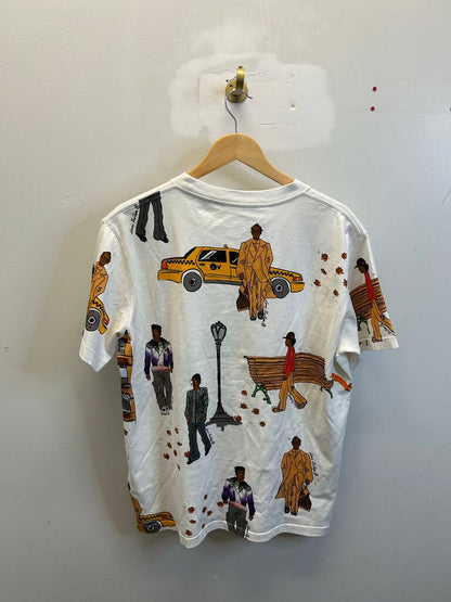 Preowned Louis Vuitton AOP Runway New Walkers Cream Tee sz.L