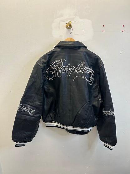 New Gv Gallery Raspberry Black Leather Jacket Sz. S