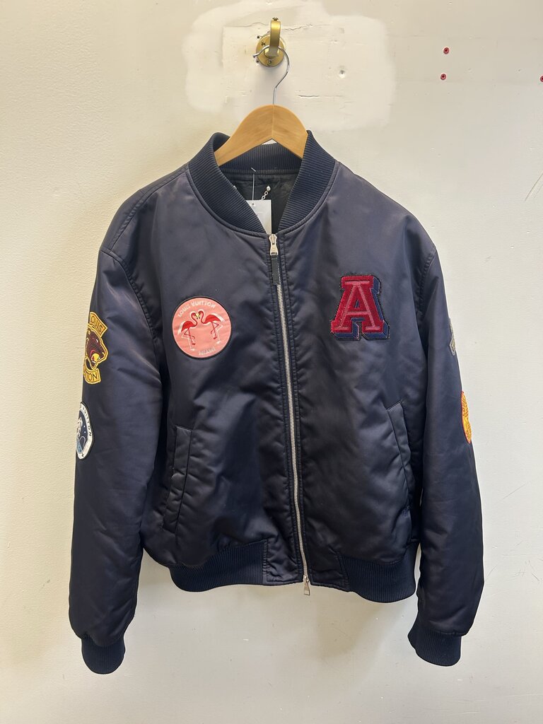 Preowned Louis Vuitton Navy Patch Bomber Jacket size 56(XL)