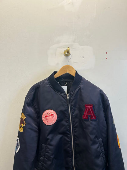 Preowned Louis Vuitton Navy Patch Bomber Jacket size 56(XL)