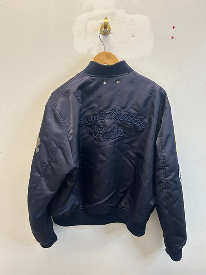 Preowned Louis Vuitton Navy Patch Bomber Jacket size 56(XL)