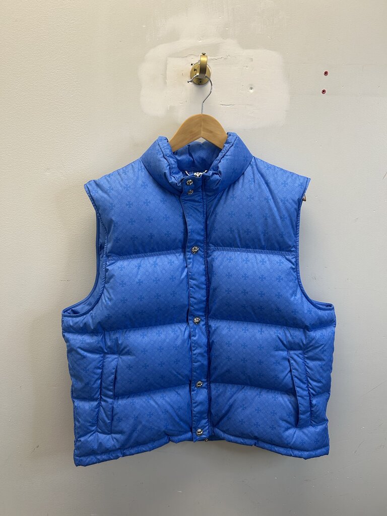 New Chrome Heart Baby Blue Puffer Vest size L
