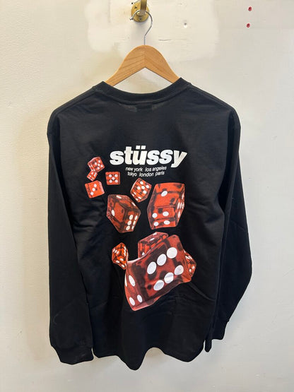 New Stussy Red Dice Logo Black Longsleeve sz.M