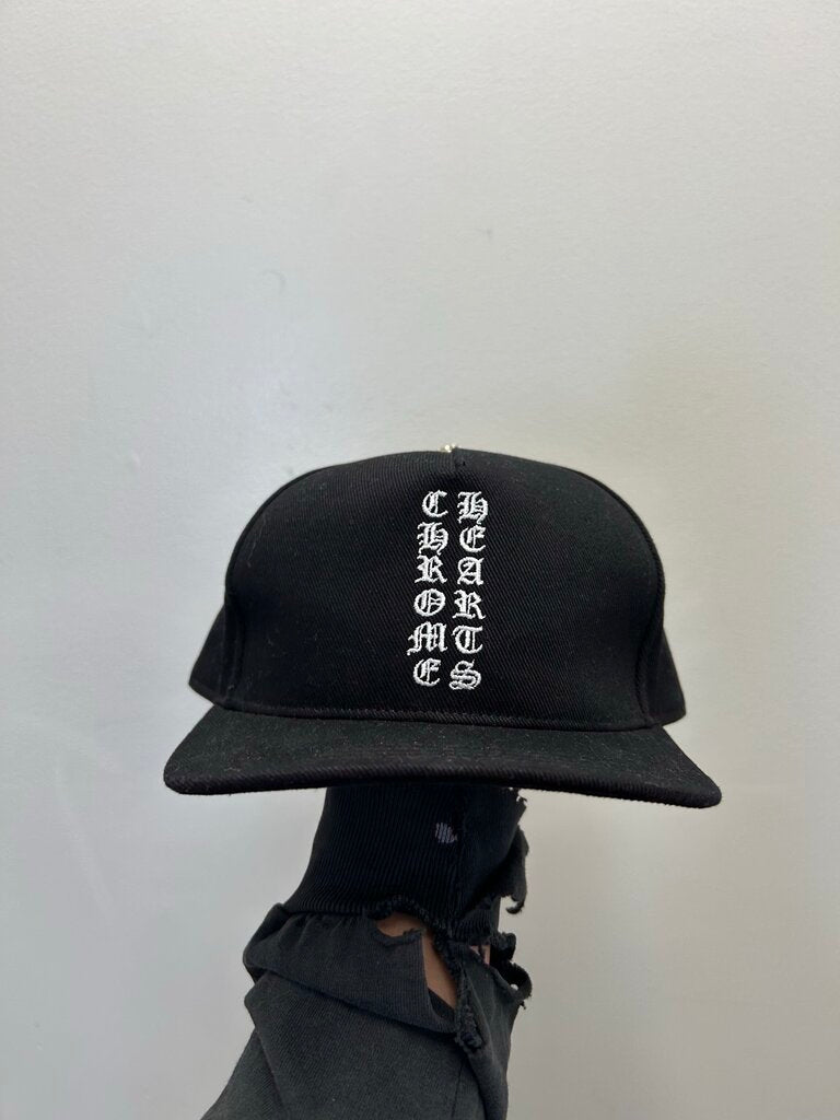 New Chrome Hearts Black White Vertical Logo Trucker Hat