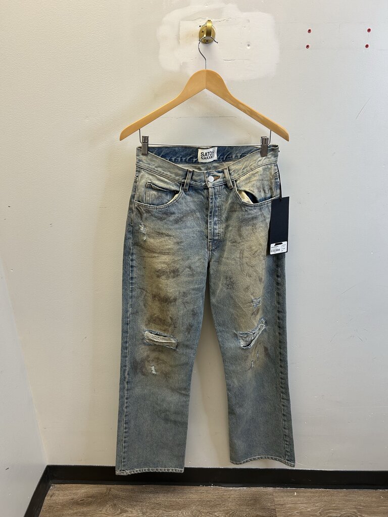 New Satoshi Mud Distressed Denim sz.34(Fits 32)