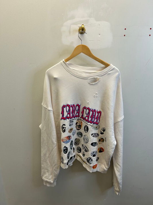 New Paly Lana Turner Dot White Distressed Crewneck sz.2XL