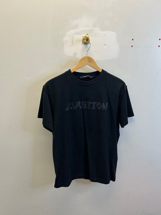 Preowned Louis Vuitton Black Black Tee size S