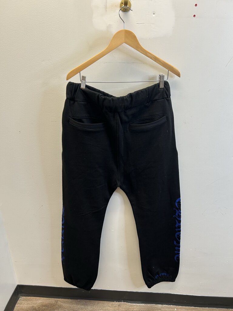 New Chrome Hearts Blue Horseshoe Logo Black Sweats sz.M