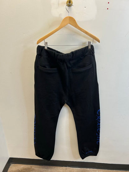 New Chrome Hearts Blue Horseshoe Logo Black Sweats sz.M