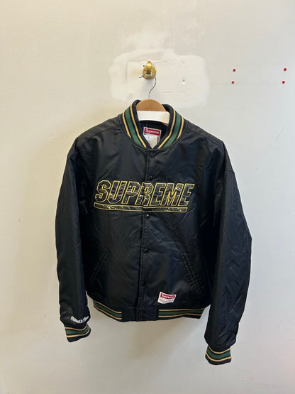 Preowned Supreme Mitchell & Ness Black Green Tiger Camo Bomber sz.M