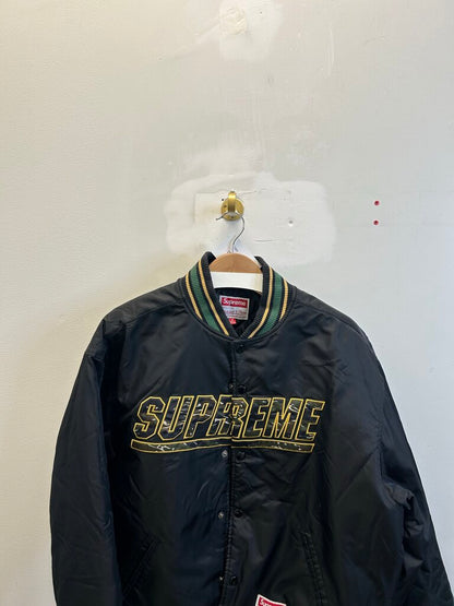 Preowned Supreme Mitchell & Ness Black Green Tiger Camo Bomber sz.M