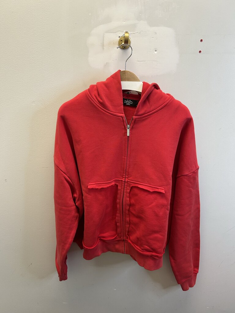 New HMDD Clifford Red Distressed Zip Hoodie Size S