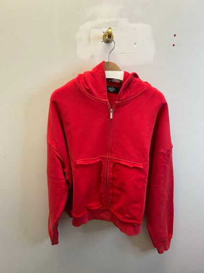 New HMDD Clifford Red Distressed Zip Hoodie Size S