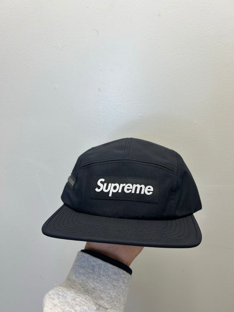 New Supreme Black Nylon Zipper Camp Cap
