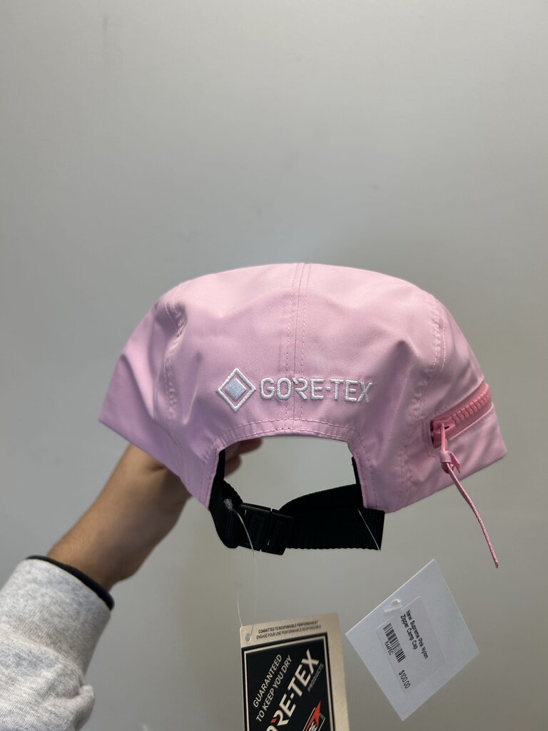 New Supreme Pink Nylon Zipper Camp Cap