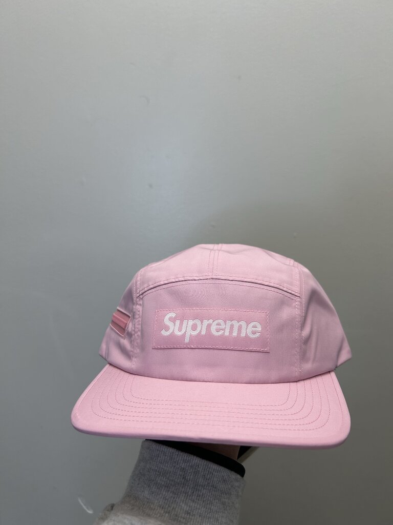 New Supreme Pink Nylon Zipper Camp Cap