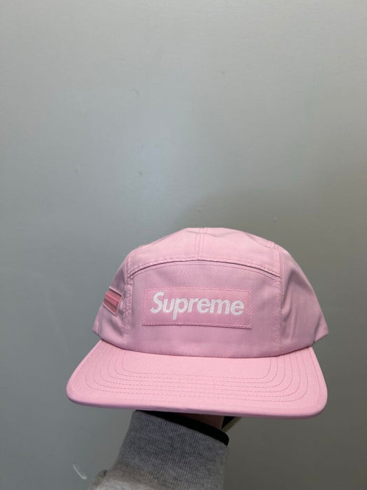 New Supreme Pink Nylon Zipper Camp Cap