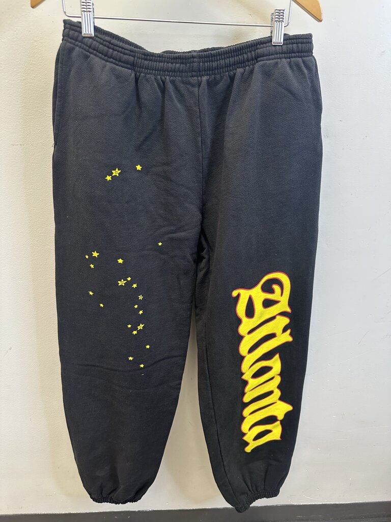 New Sp5der ATL Black Yellow Sweatpants size XL