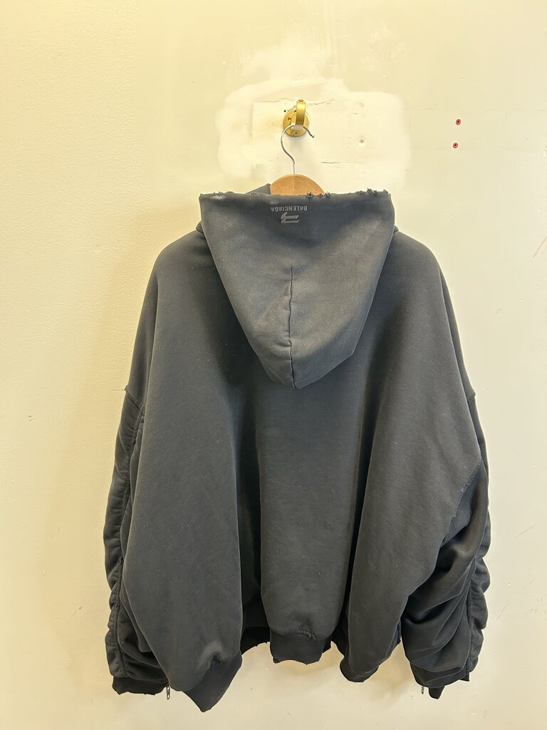 Preowned Balenciaga Black Bomber Zip Jacket Size Small