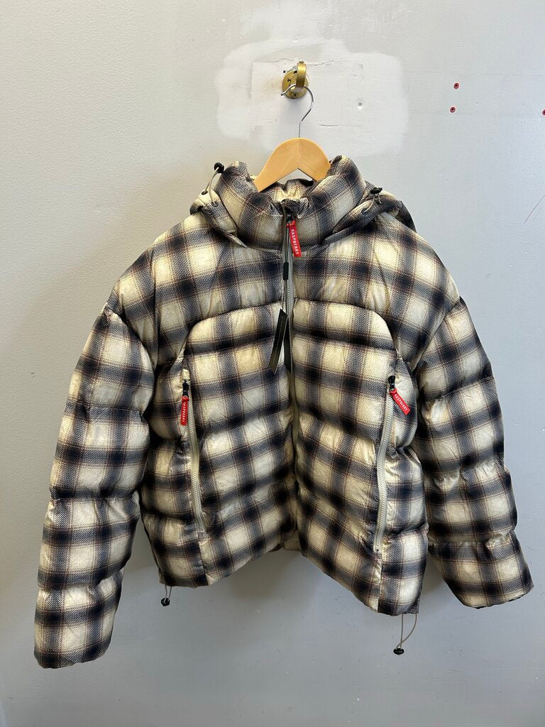 New GV Gallery Flannel Print Cream Black Puffer size S