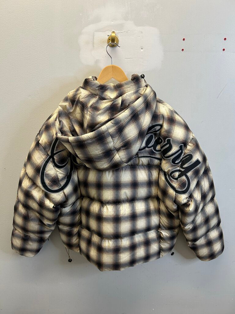 New GV Gallery Flannel Print Cream Black Puffer size S
