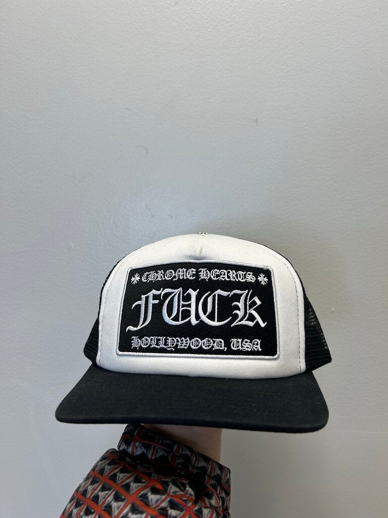 Preowned Chrome Hearts Black White Fuck Hat