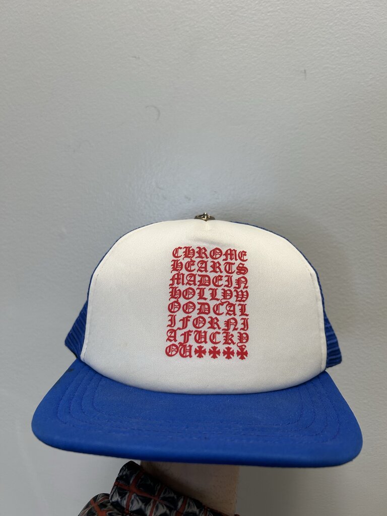 Preoened Chrome Hearts Blue Red Vertical Logo Hat